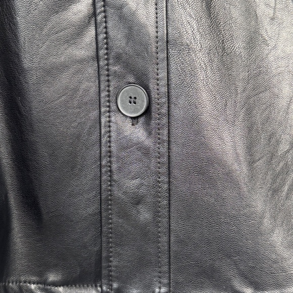 Oak + Fort Black Faux Leather Shirt Jacket - Picture 5 of 12